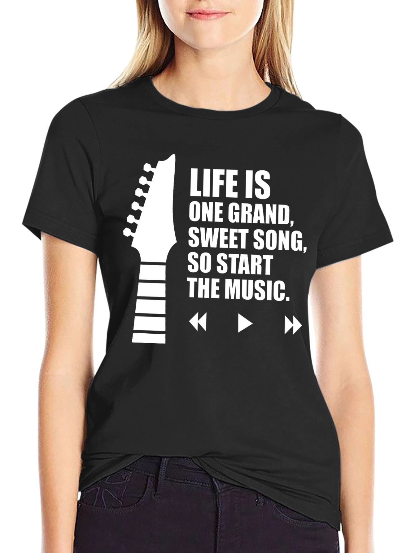 Life is Music Black Graphic Tee
