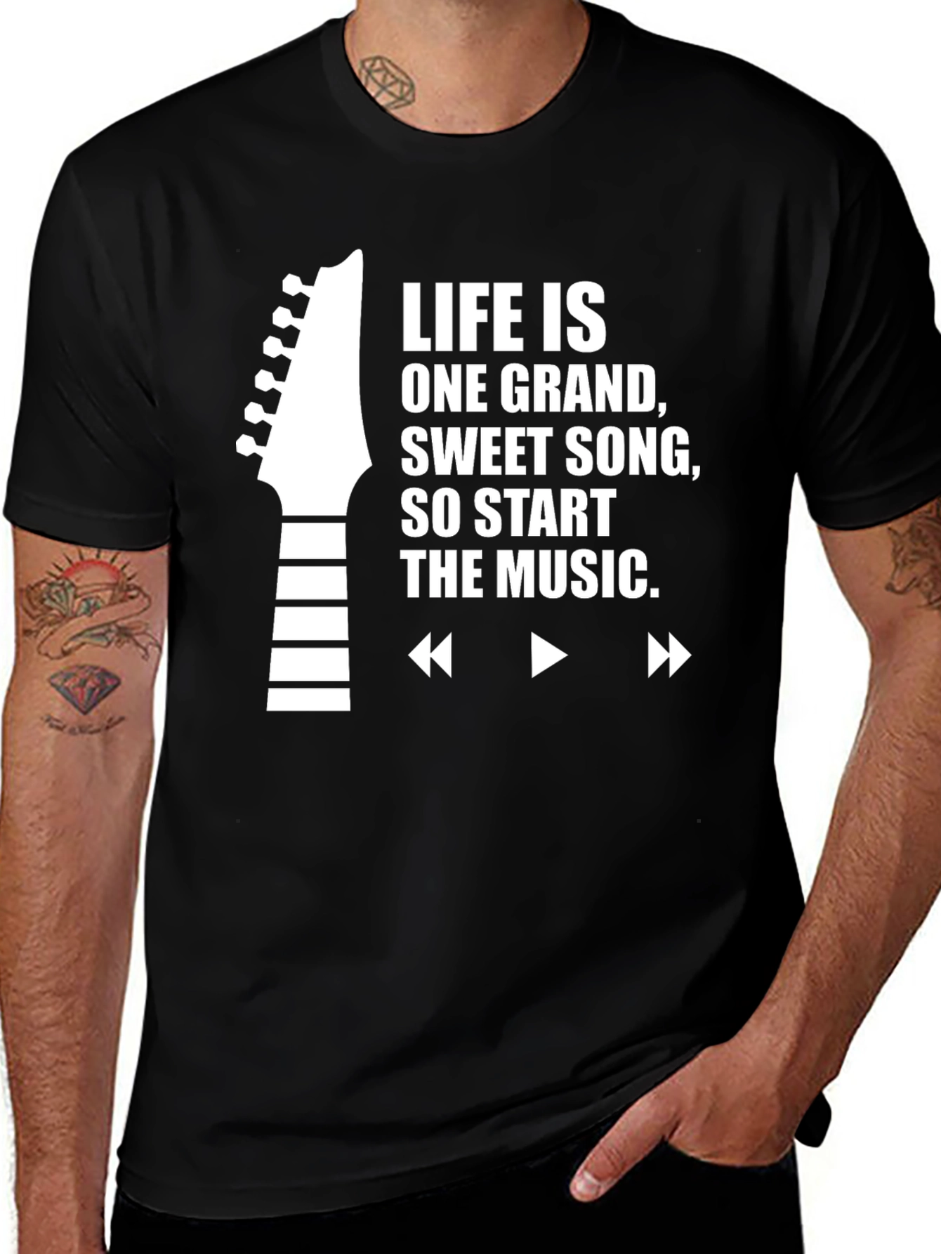Life is Music Black Graphic Tee