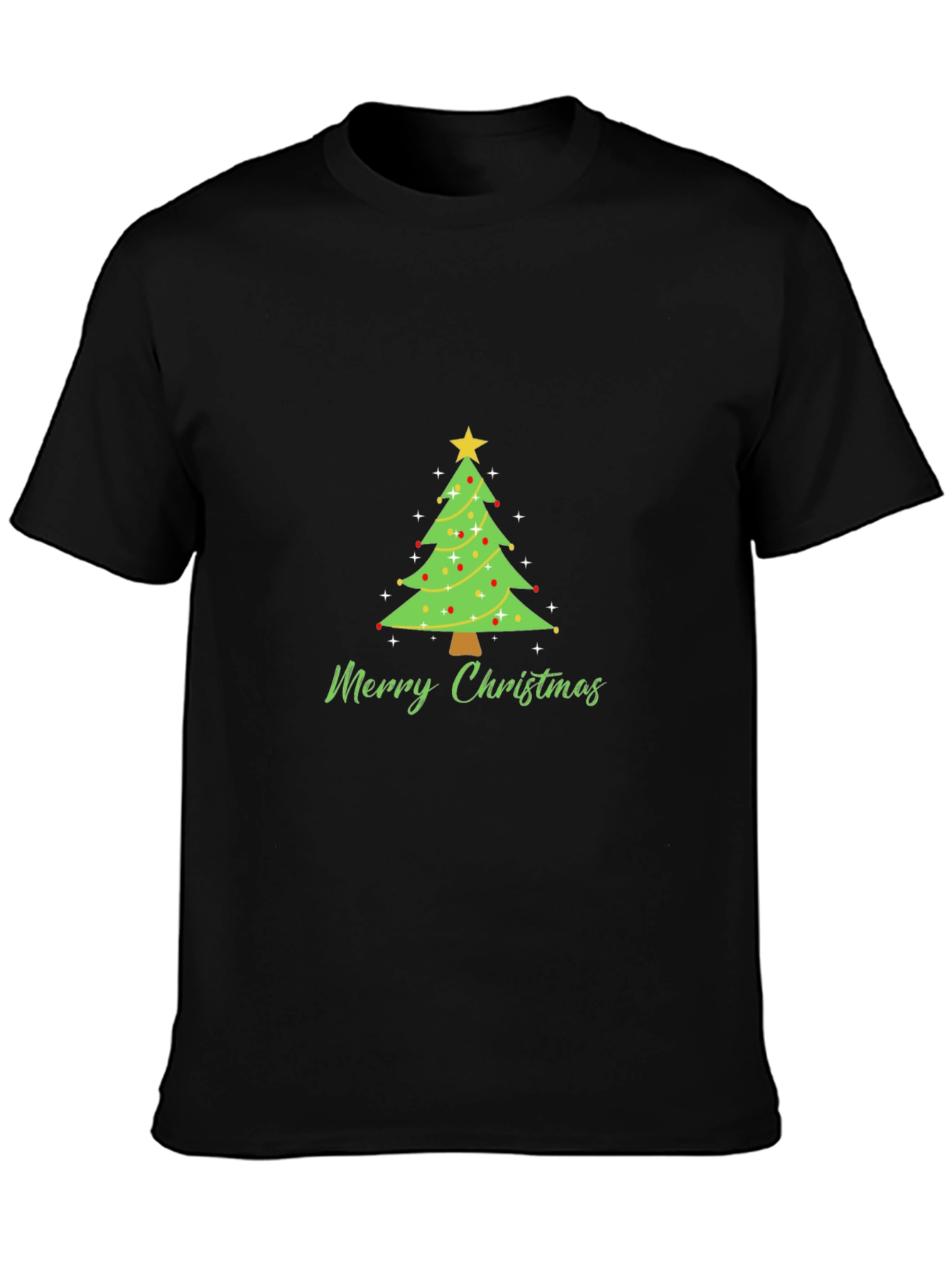 Merry Christmas Tree Graphic Tee - Holiday Festive T-Shirt