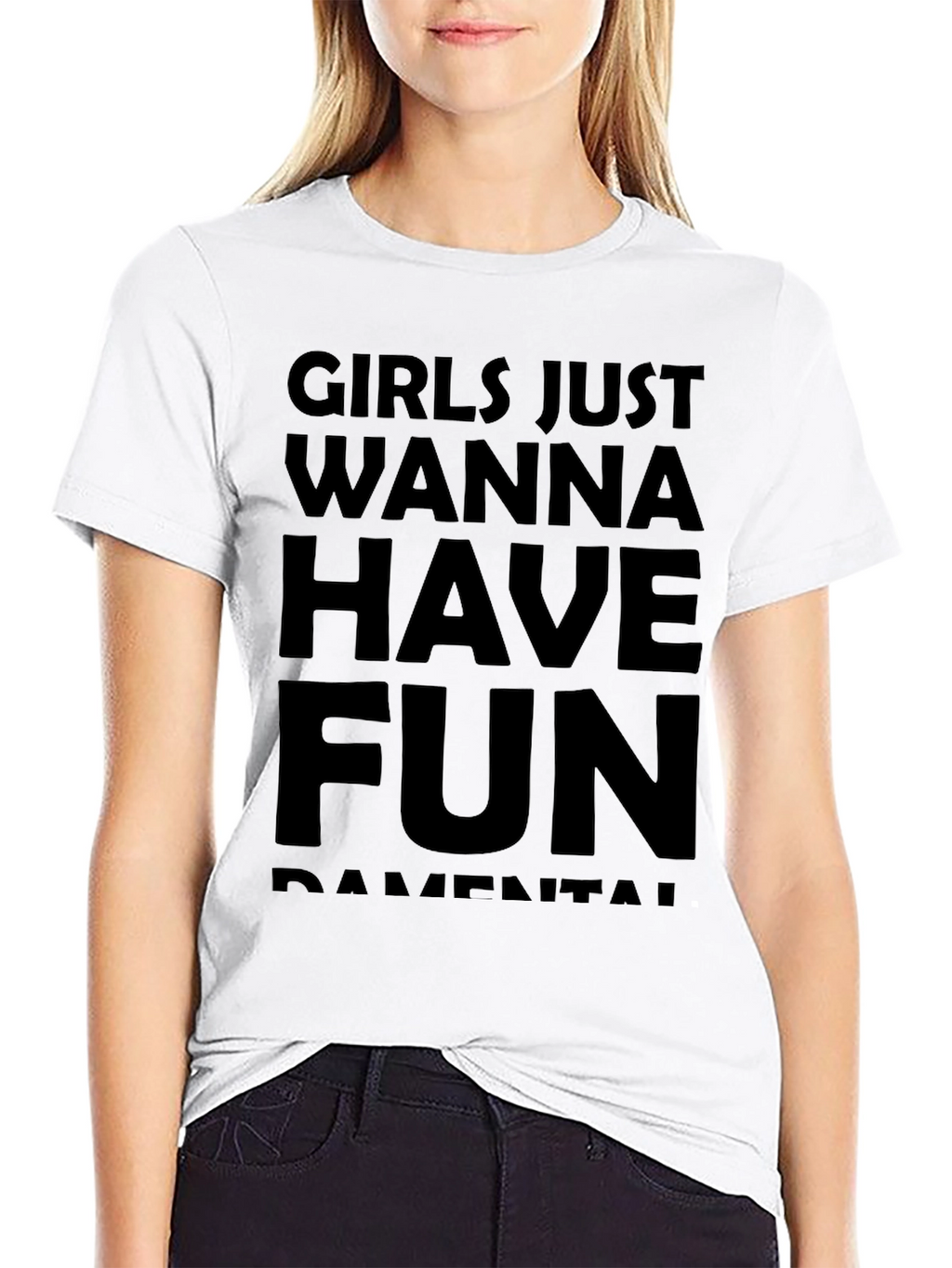 Girls Just Wanna Have Fun Graphic Tee - Black