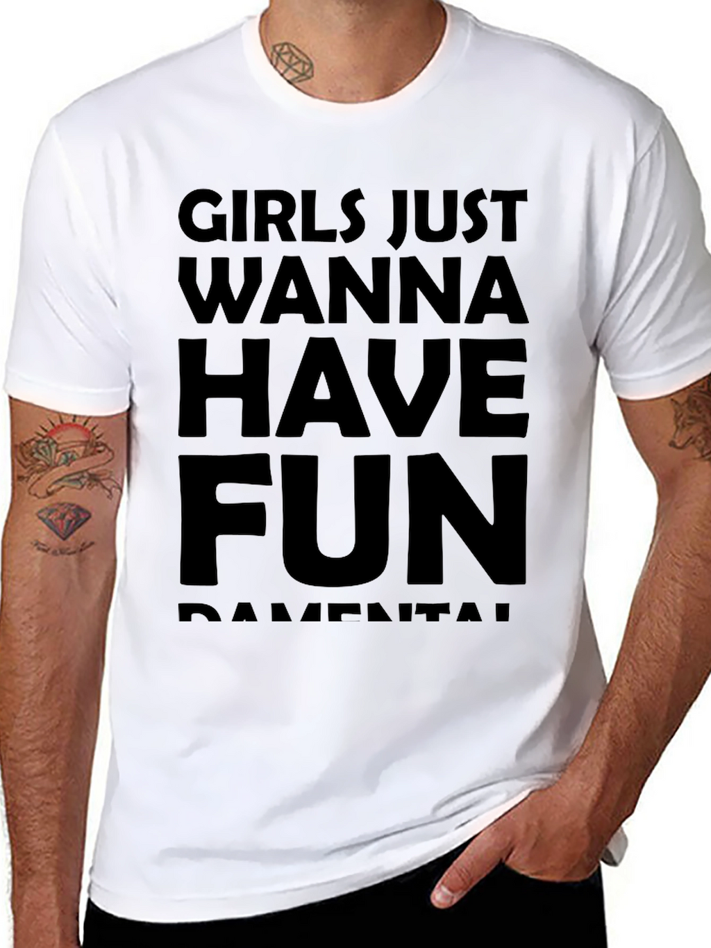 Girls Just Wanna Have Fun Graphic Tee - Black