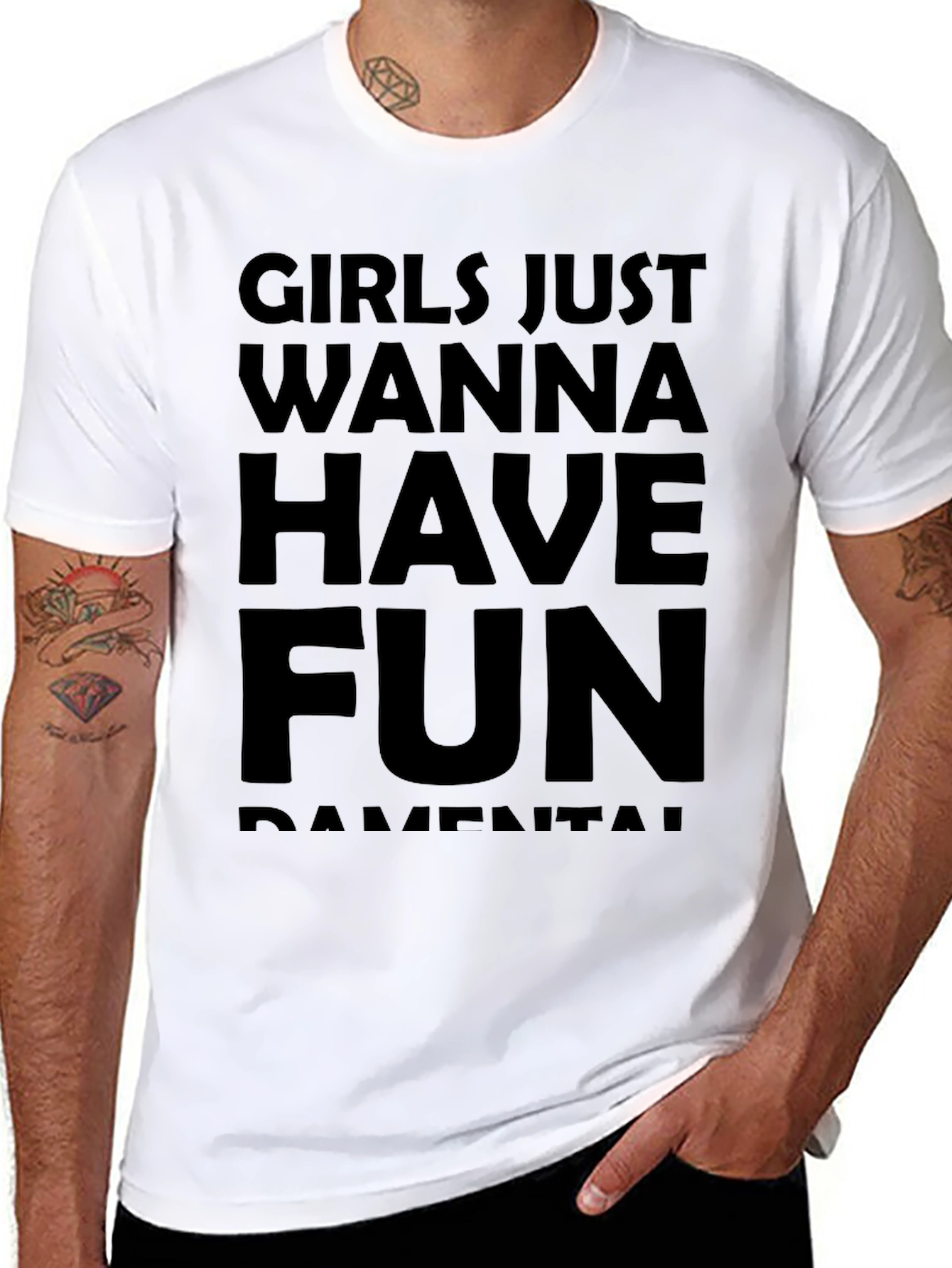 Girls Just Wanna Have Fun Graphic Tee - Black