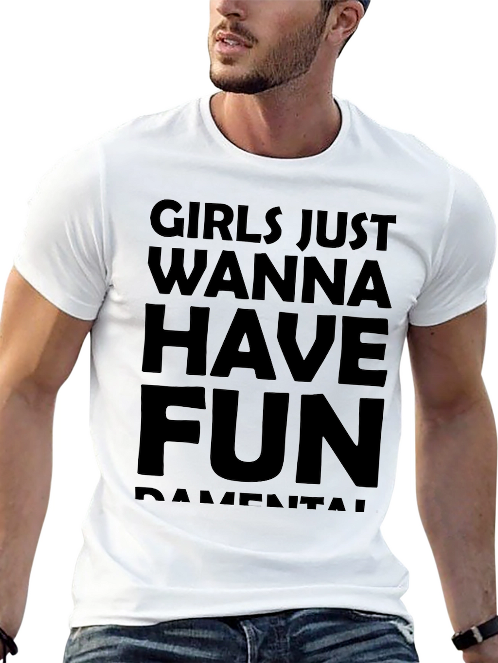 Girls Just Wanna Have Fun Graphic Tee - Black