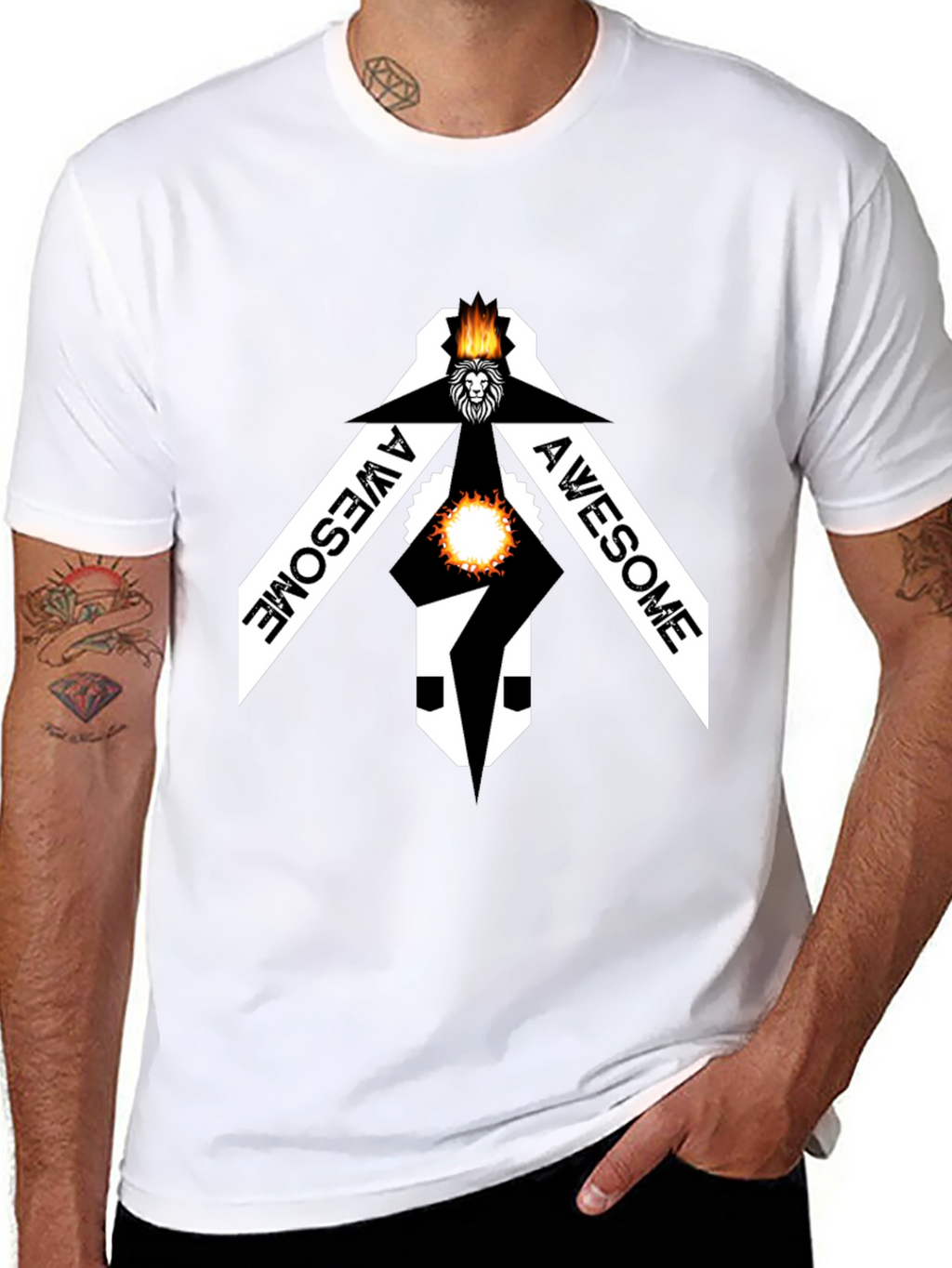 Awesome Lion Graphic Black Tee Shirt