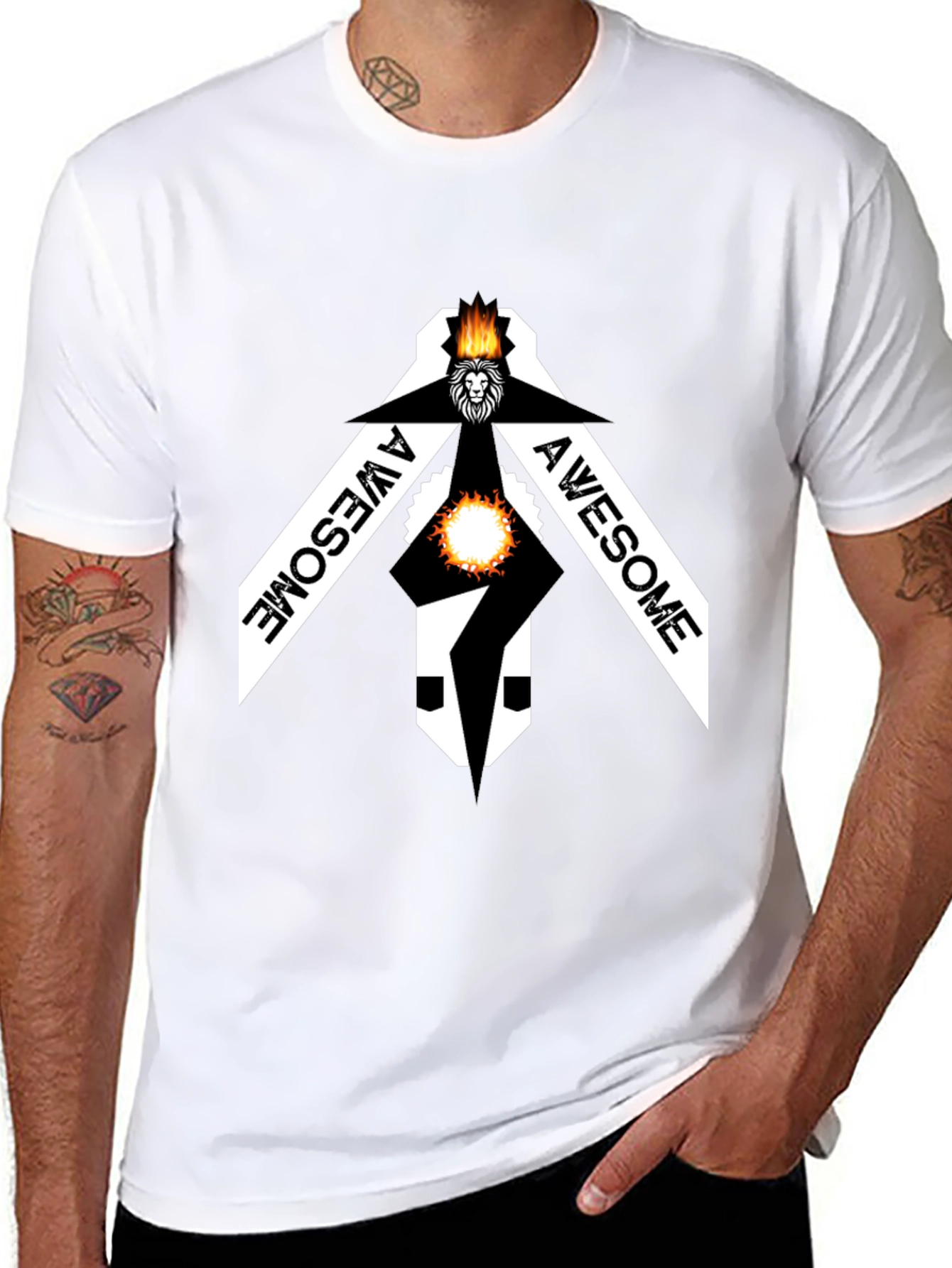 Awesome Lion Graphic Black Tee Shirt