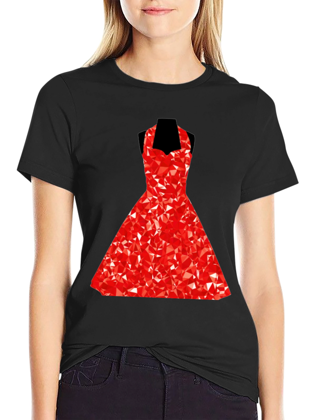 Geometric Red Dress Graphic T-Shirt