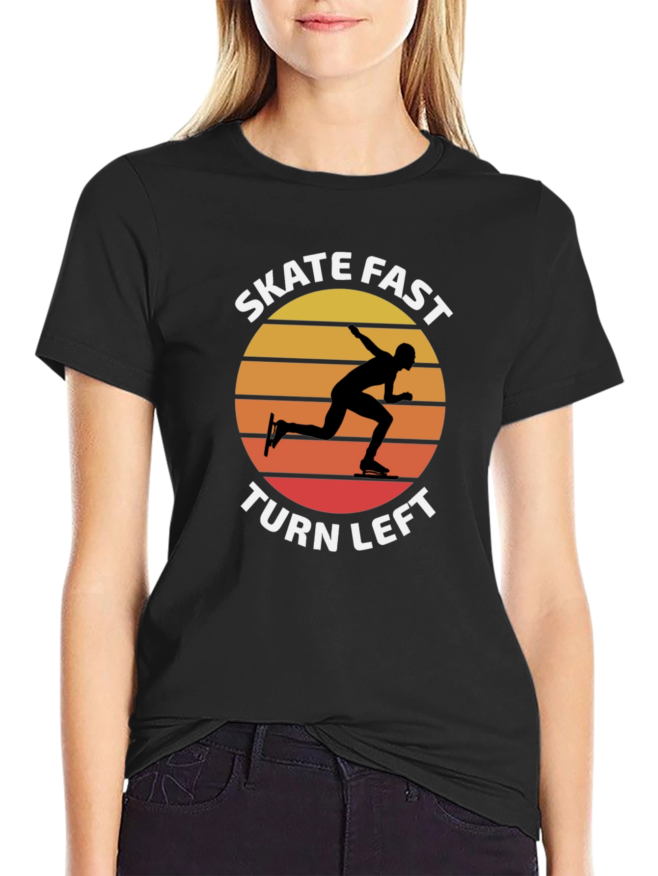 Skate Fast Turn Left T-Shirt - Retro Sunset Design