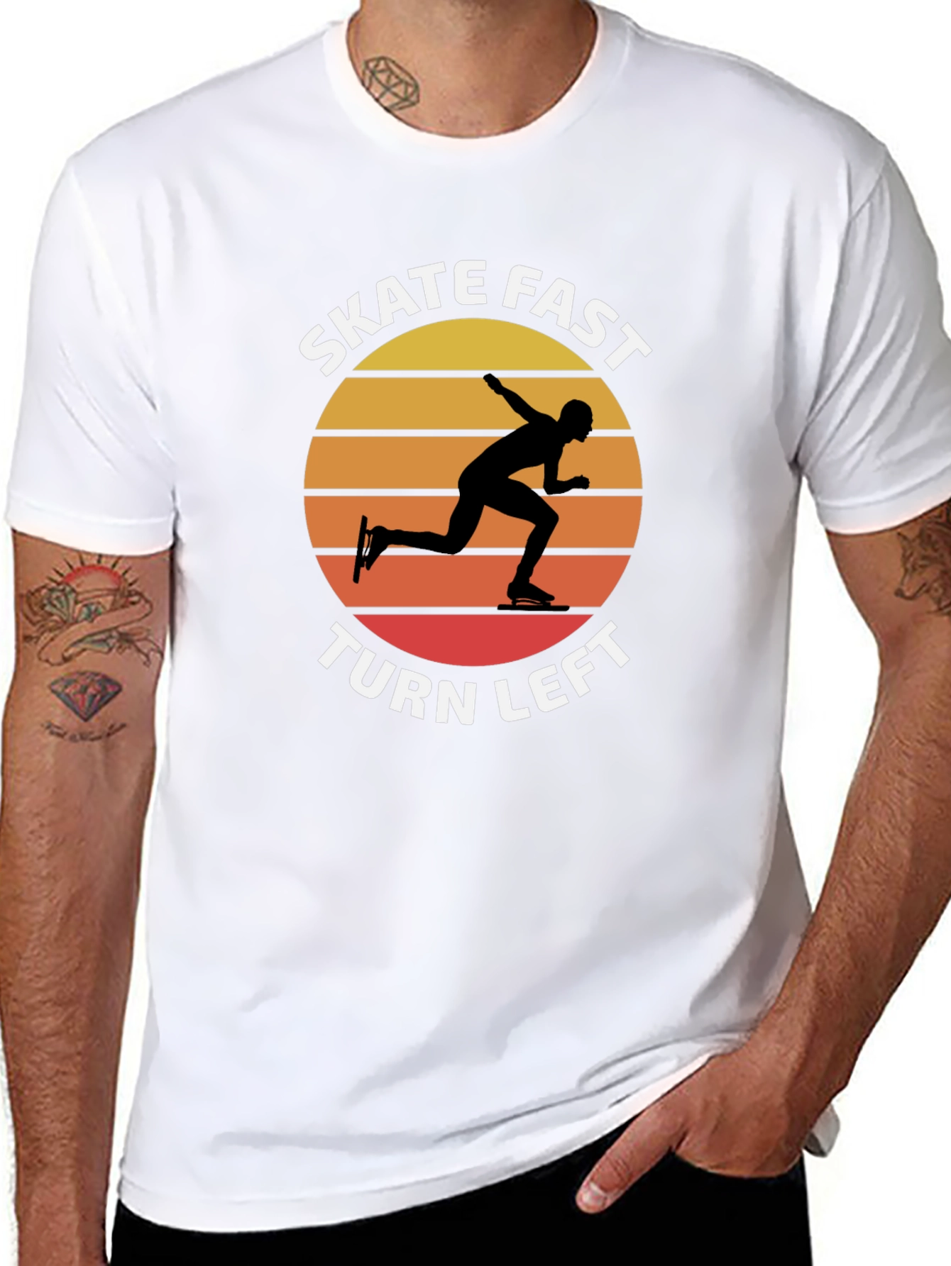 Skate Fast Turn Left T-Shirt - Retro Sunset Design