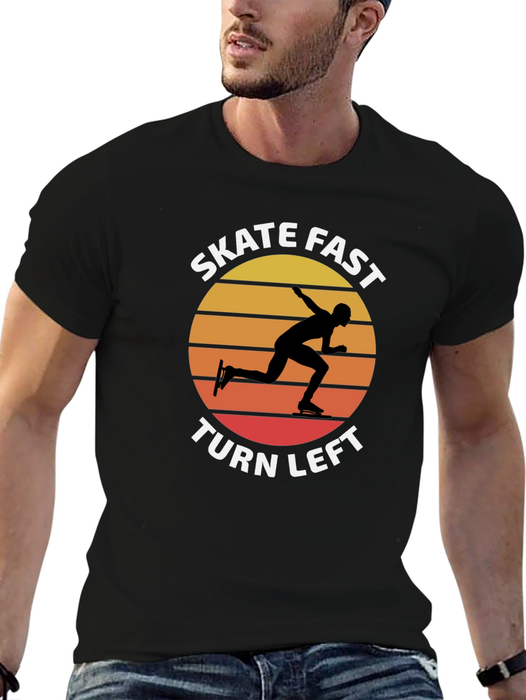Skate Fast Turn Left T-Shirt - Retro Sunset Design
