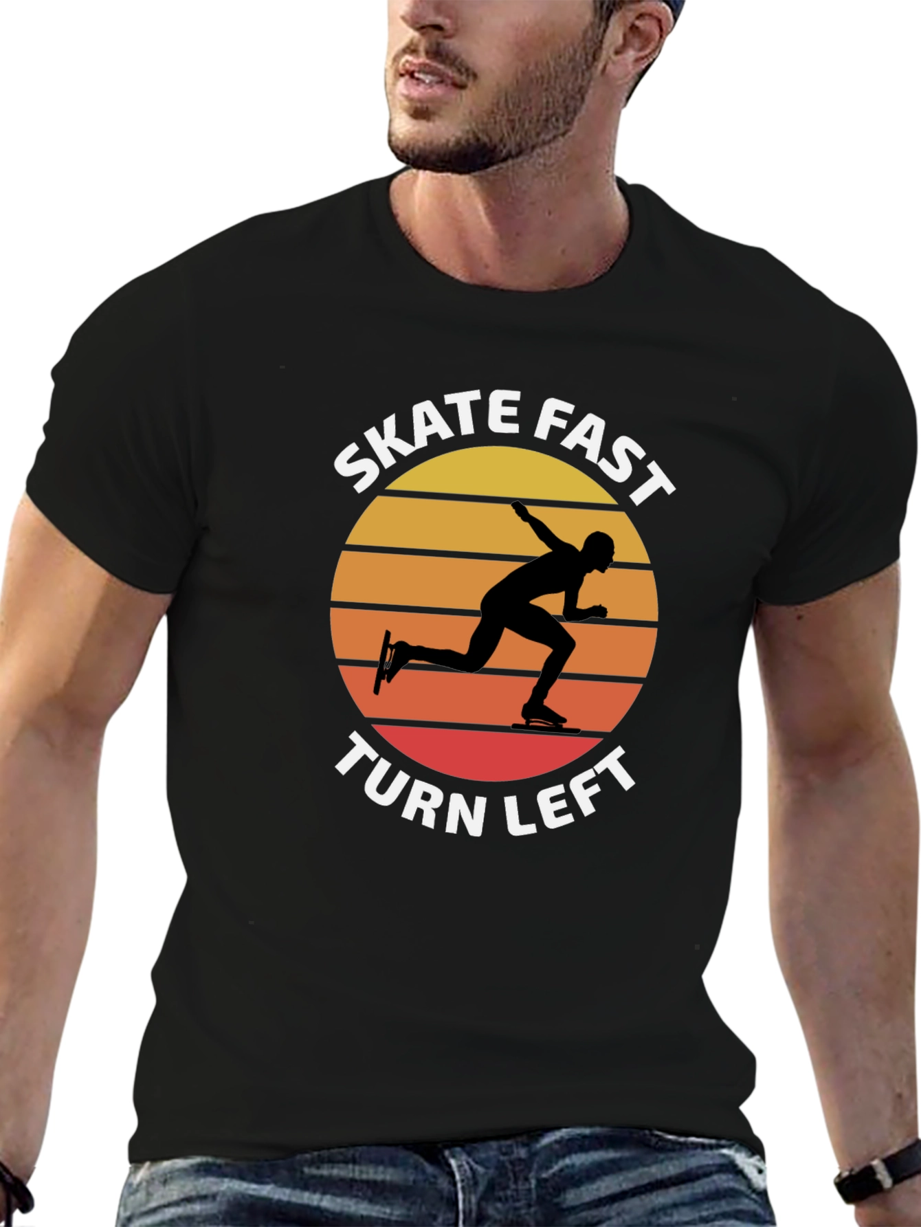 Skate Fast Turn Left T-Shirt - Retro Sunset Design