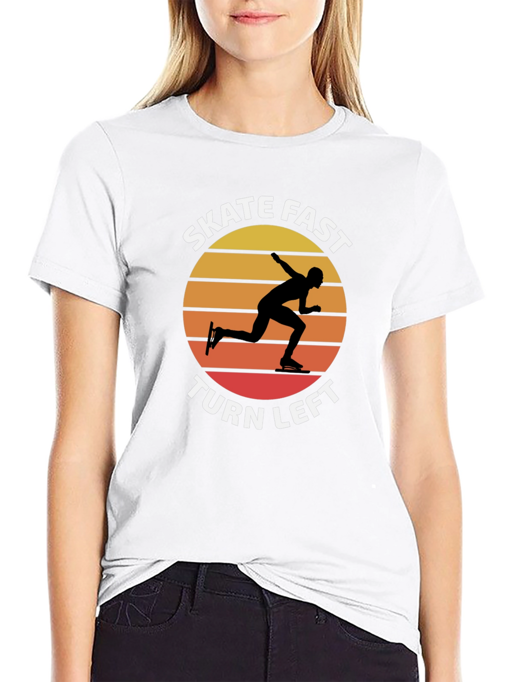 Skate Fast Turn Left T-Shirt - Retro Sunset Design