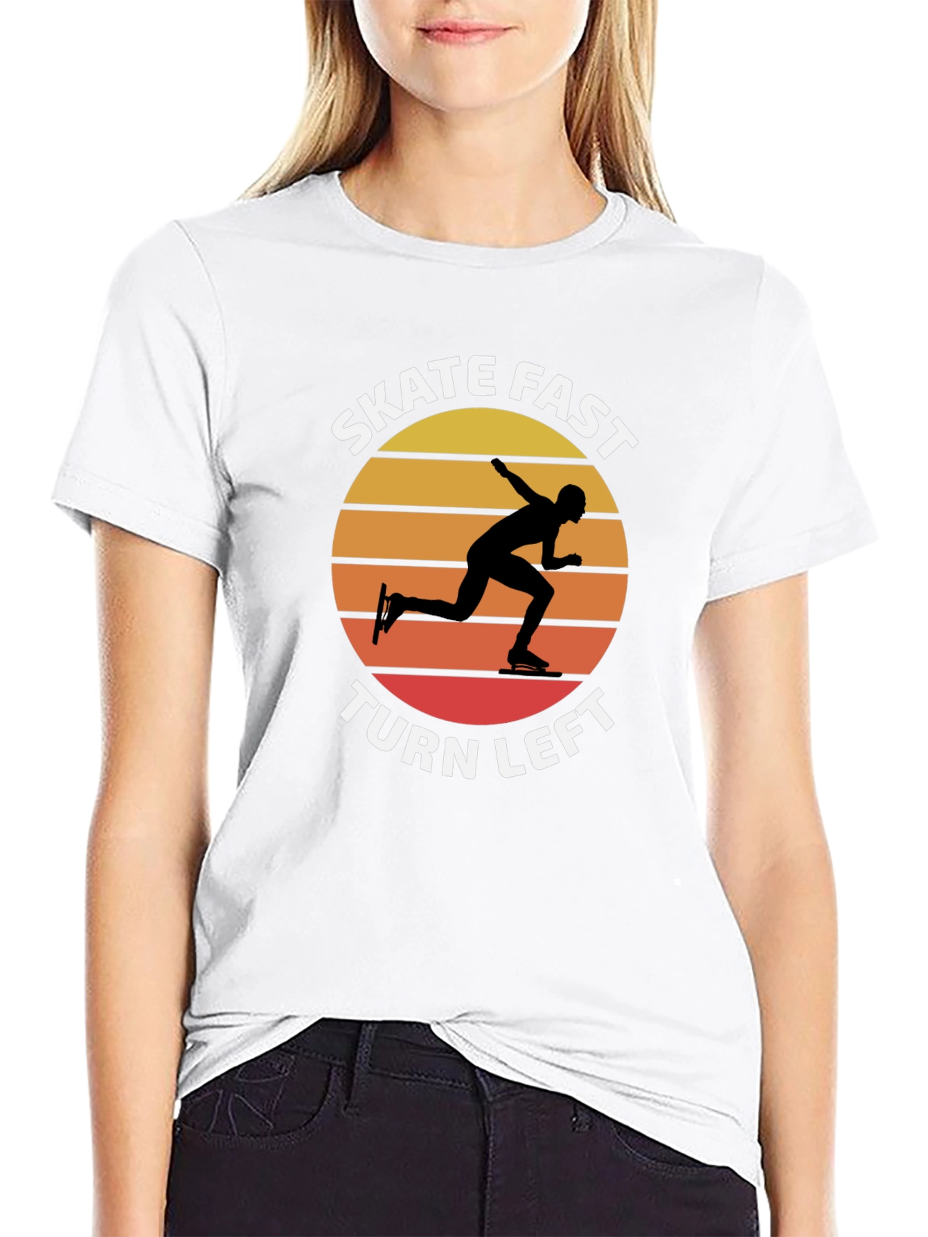 Skate Fast Turn Left T-Shirt - Retro Sunset Design