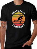 Skate Fast Turn Left T-Shirt - Retro Sunset Design