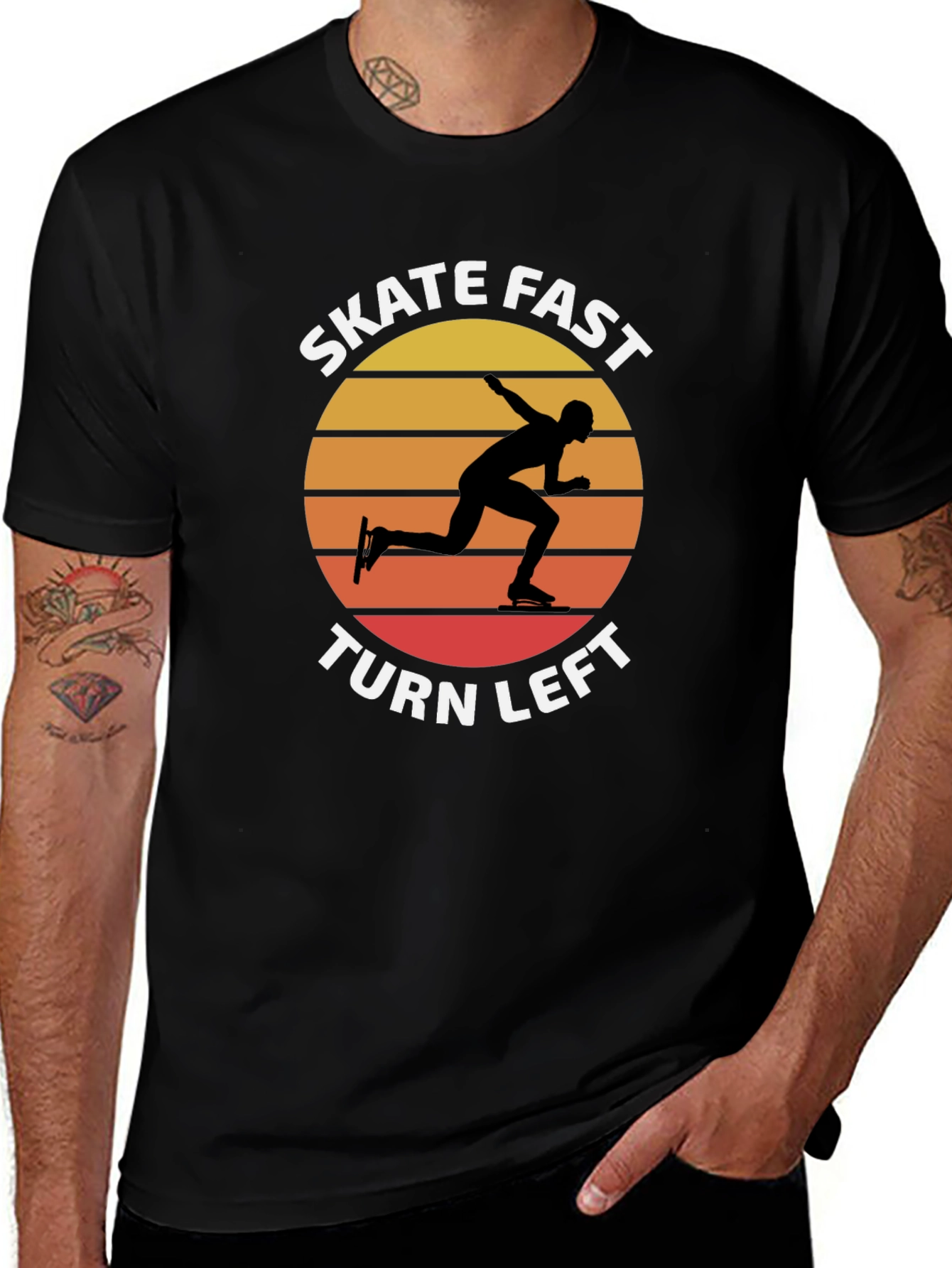 Skate Fast Turn Left T-Shirt - Retro Sunset Design