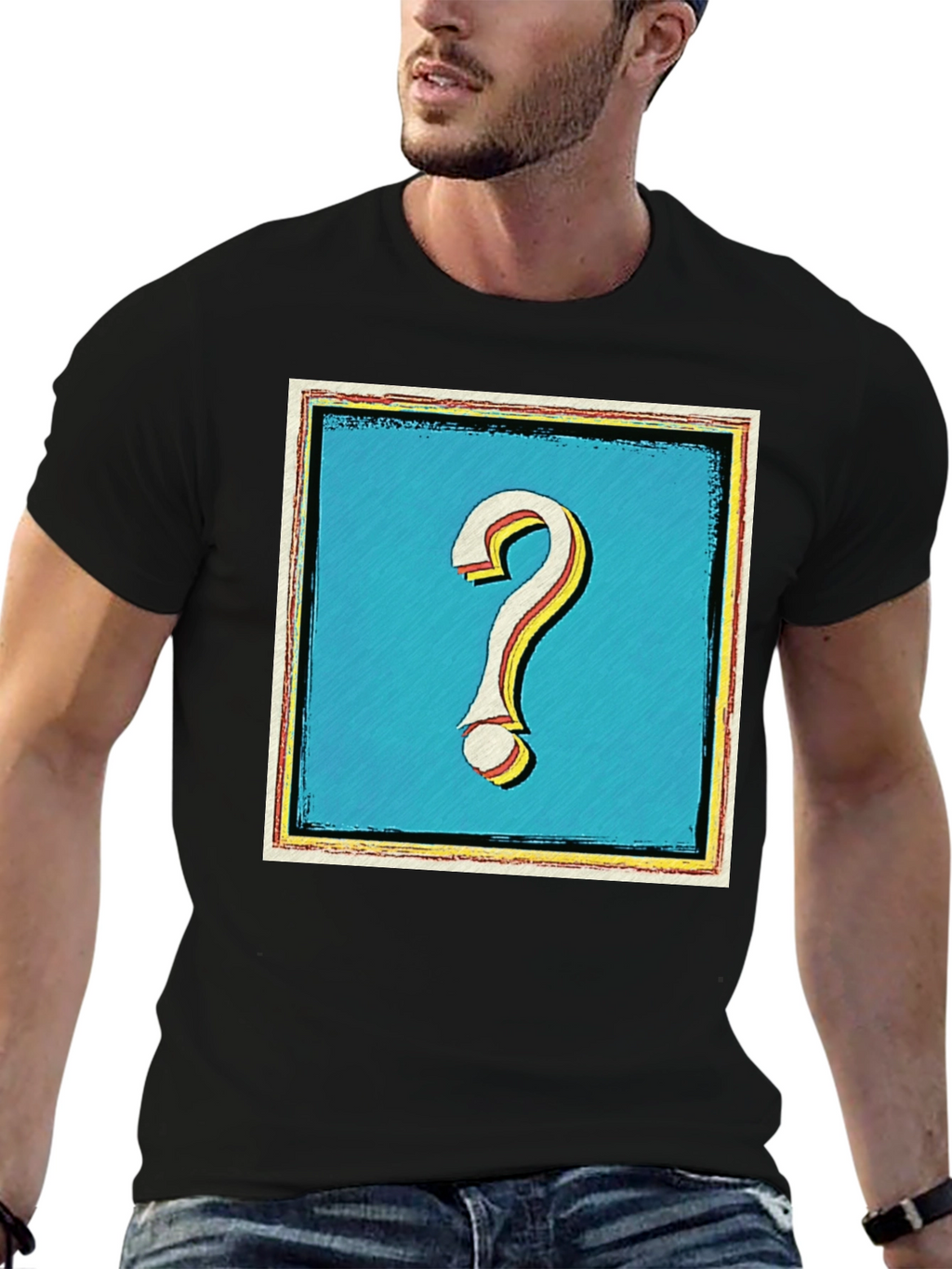 Question Mark Graphic Tee - Mens Black T-Shirt