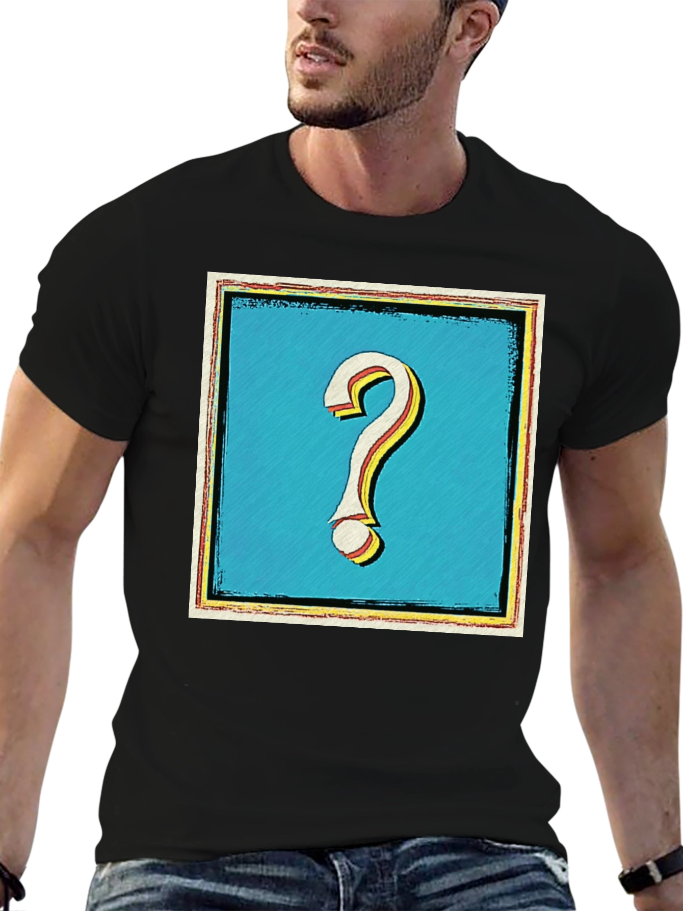 Question Mark Graphic Tee - Mens Black T-Shirt