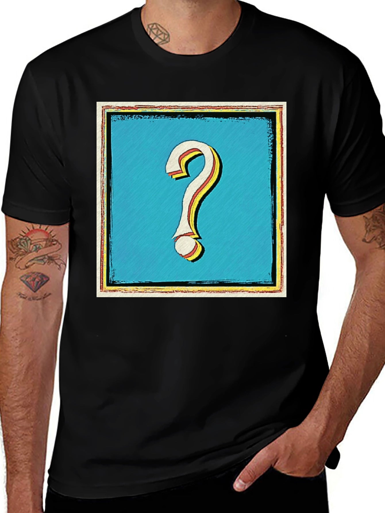 Question Mark Graphic Tee - Mens Black T-Shirt
