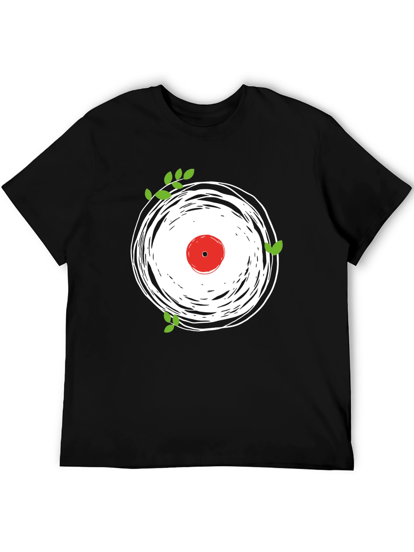 Vinyl Record Graphic Tee - Black Cotton Blend