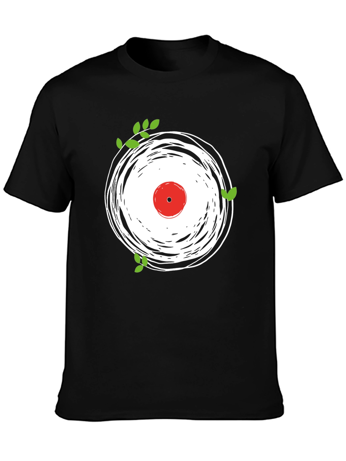 Vinyl Record Graphic Tee - Black Cotton Blend