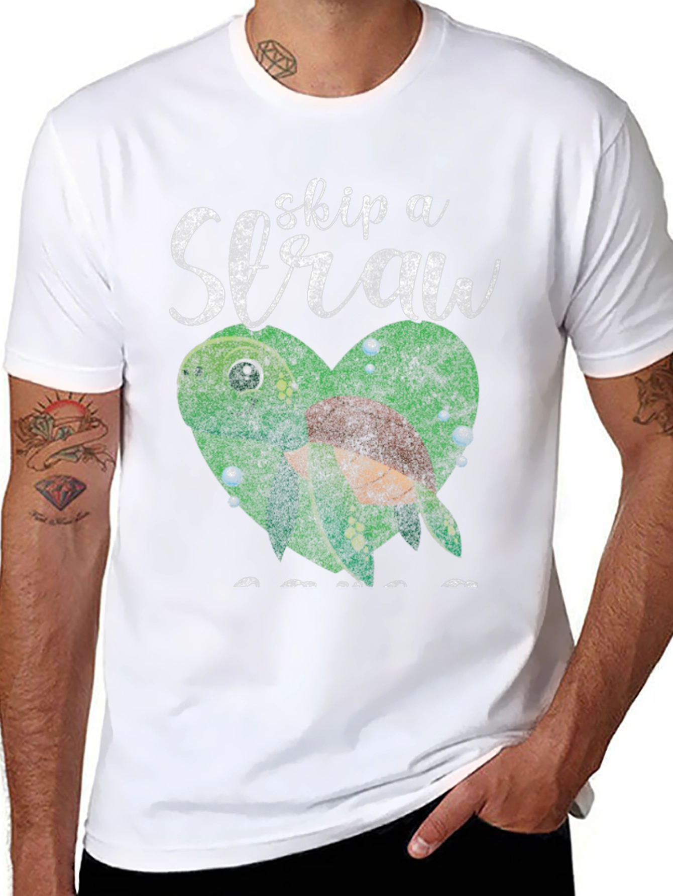 Skip a Straw Save Turtles Graphic T-Shirt