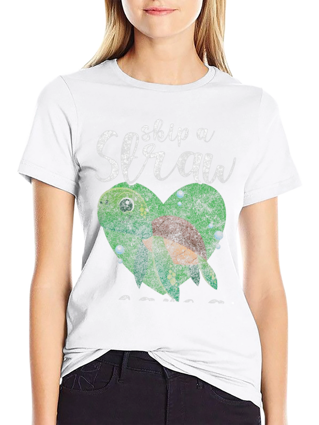 Skip a Straw Save Turtles Graphic T-Shirt