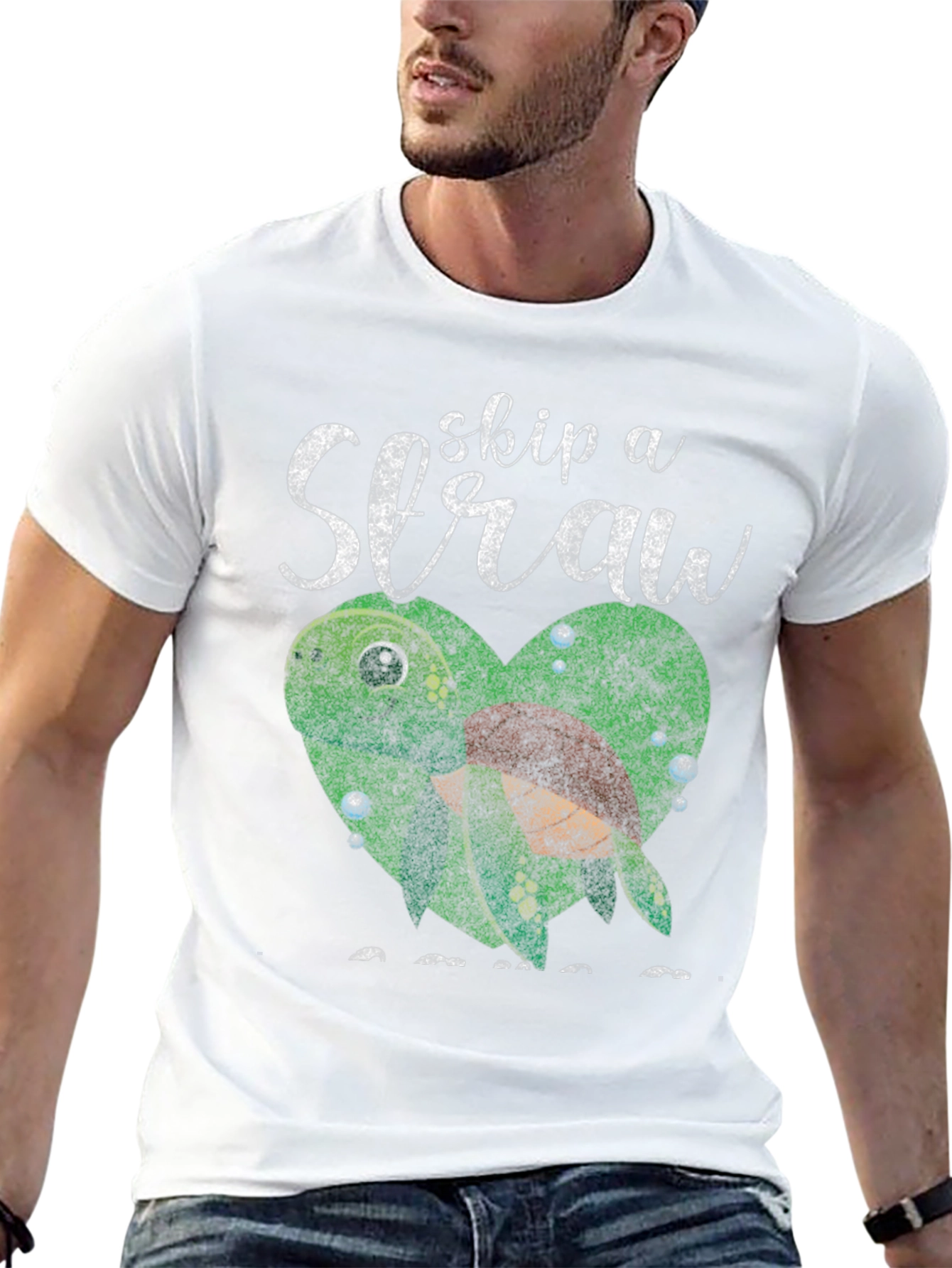 Skip a Straw Save Turtles Graphic T-Shirt