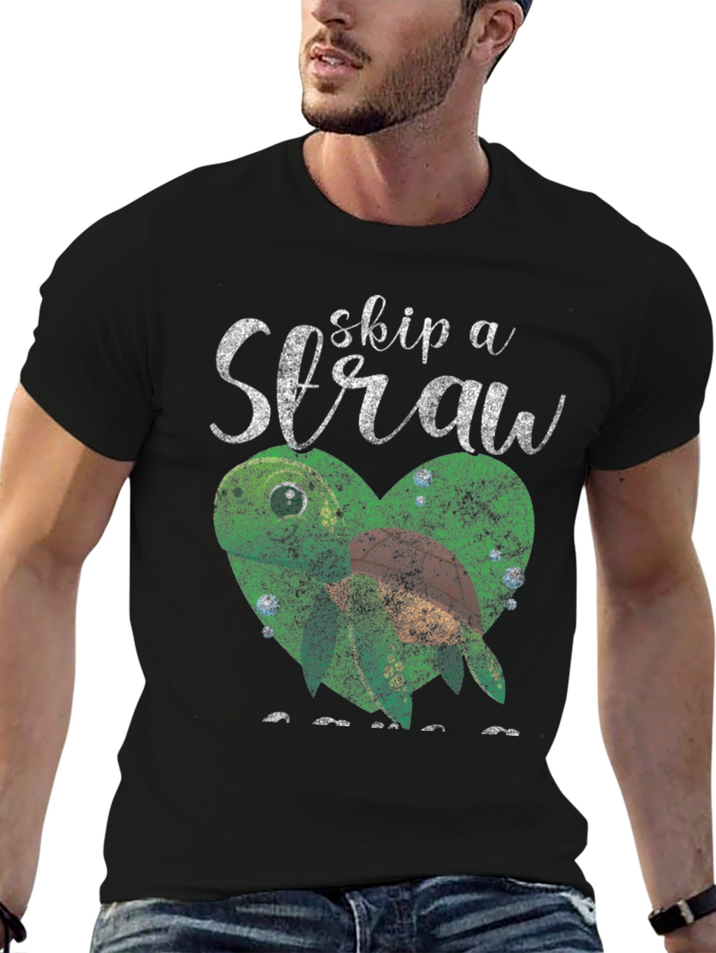 Skip a Straw Save Turtles Graphic T-Shirt