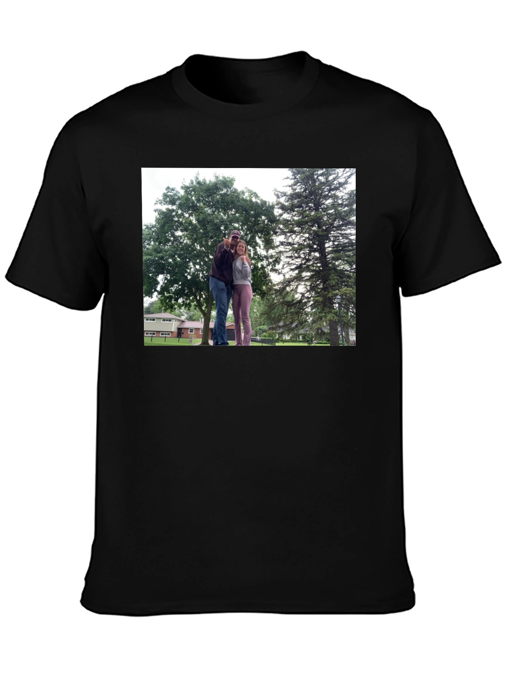 Personalized Photo Print Black T-Shirt