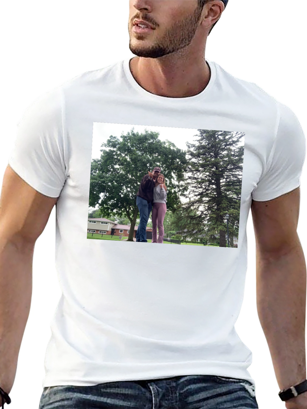 Personalized Photo Print Black T-Shirt