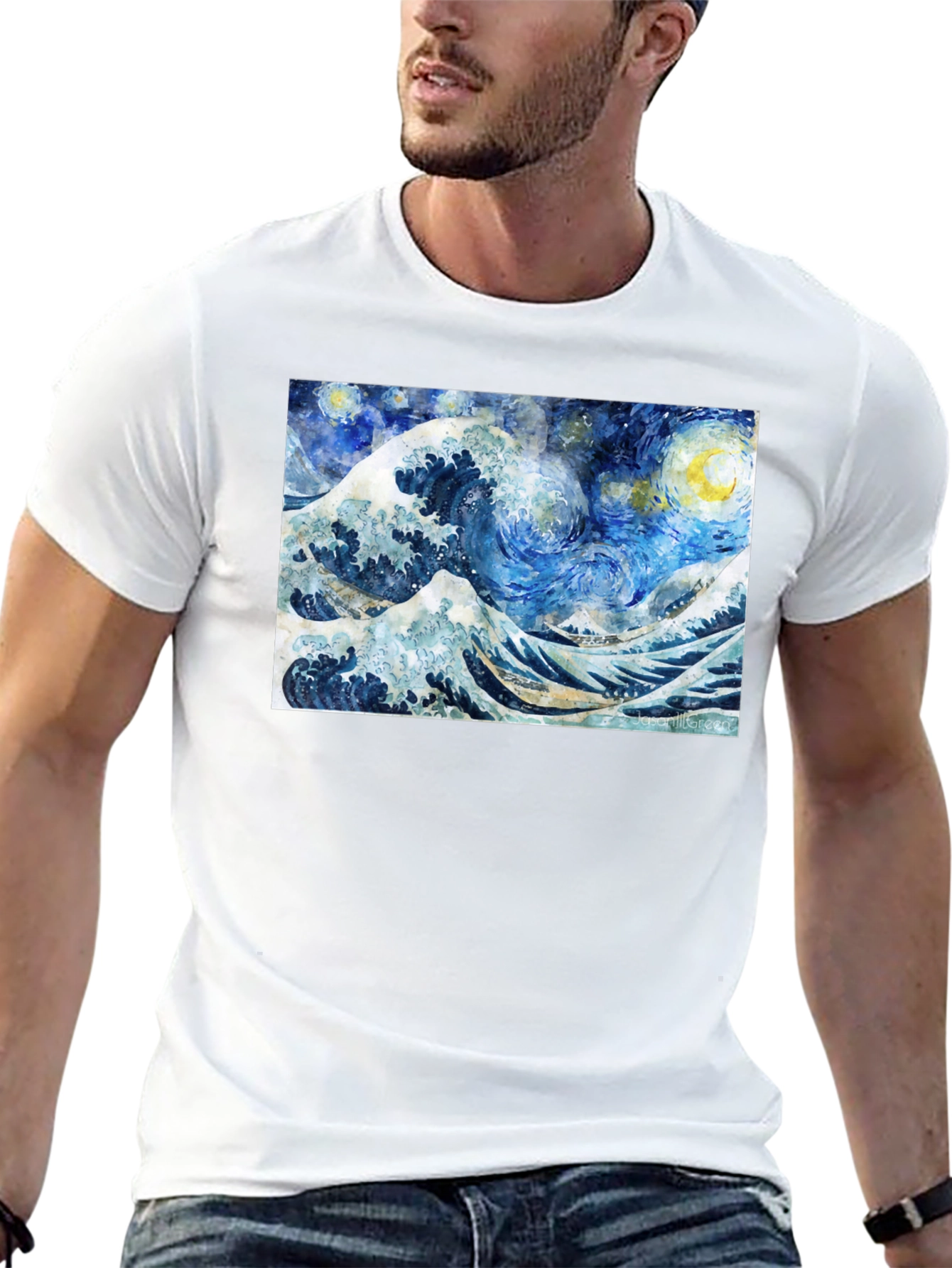Starry Wave T-Shirt - Artistic Black Tee