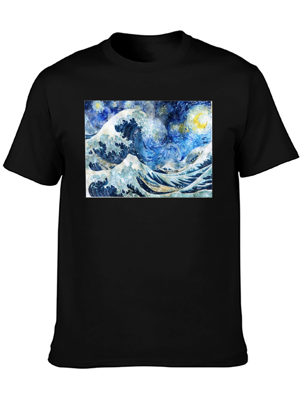 Starry Wave T-Shirt - Artistic Black Tee