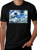 Starry Wave T-Shirt - Artistic Black Tee