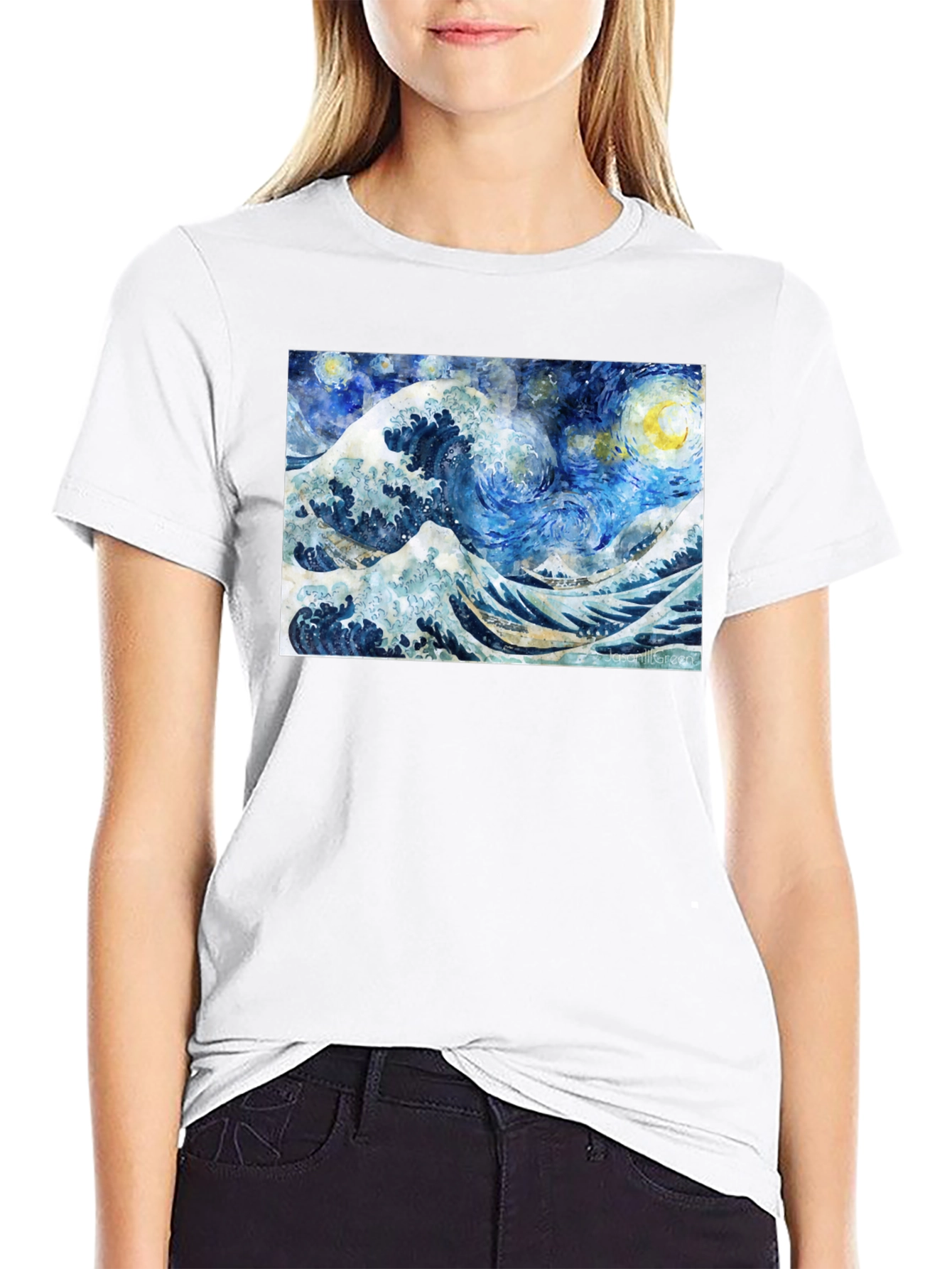 Starry Wave T-Shirt - Artistic Black Tee