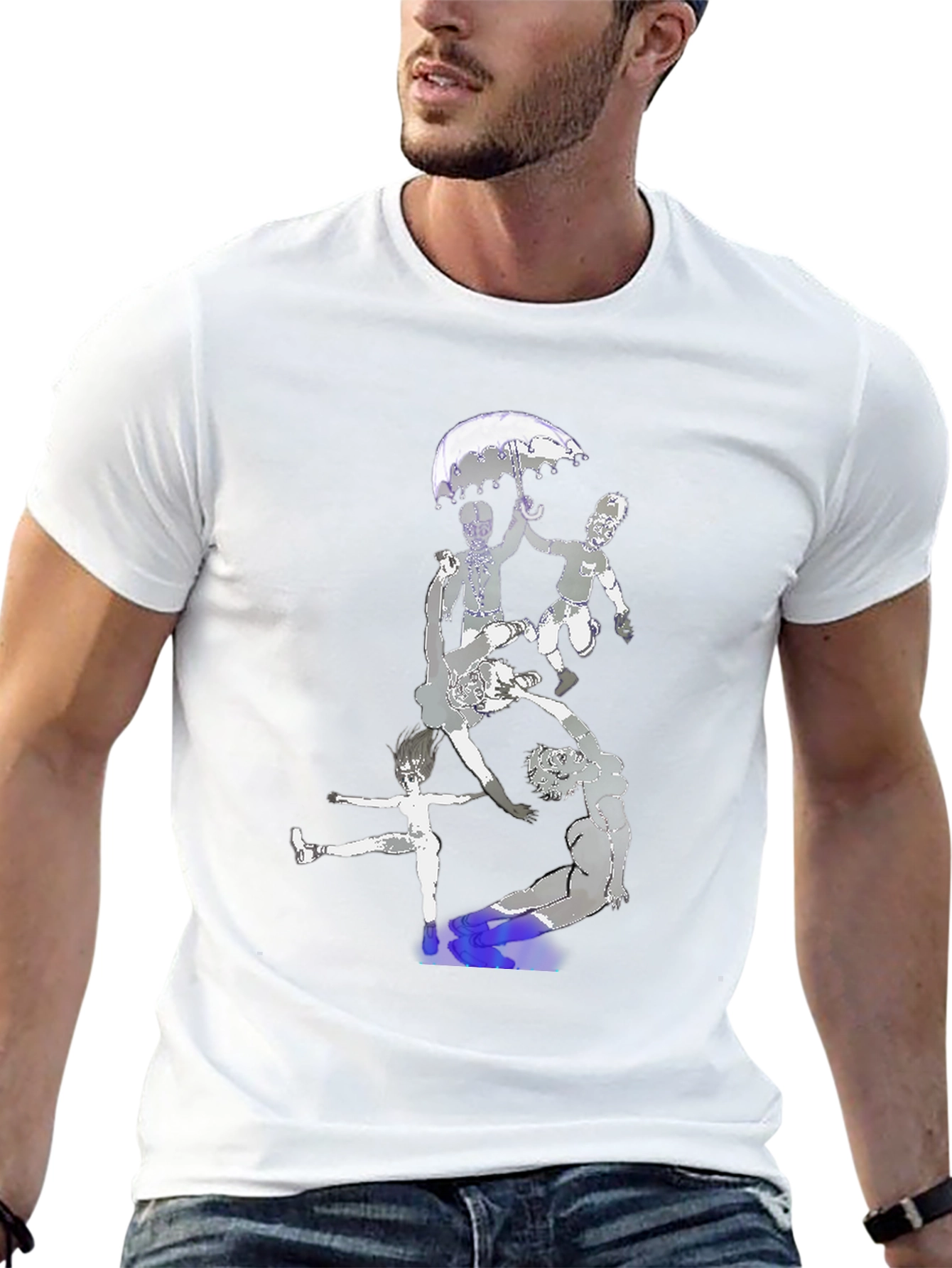 Artistic Graphic Print Black T-Shirt