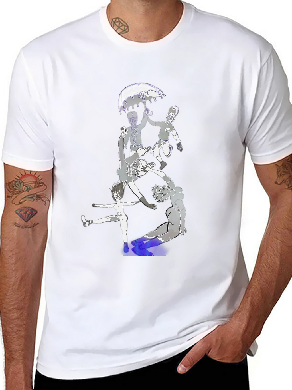 Artistic Graphic Print Black T-Shirt