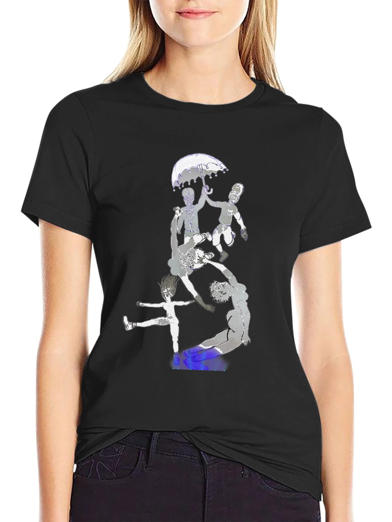 Artistic Graphic Print Black T-Shirt