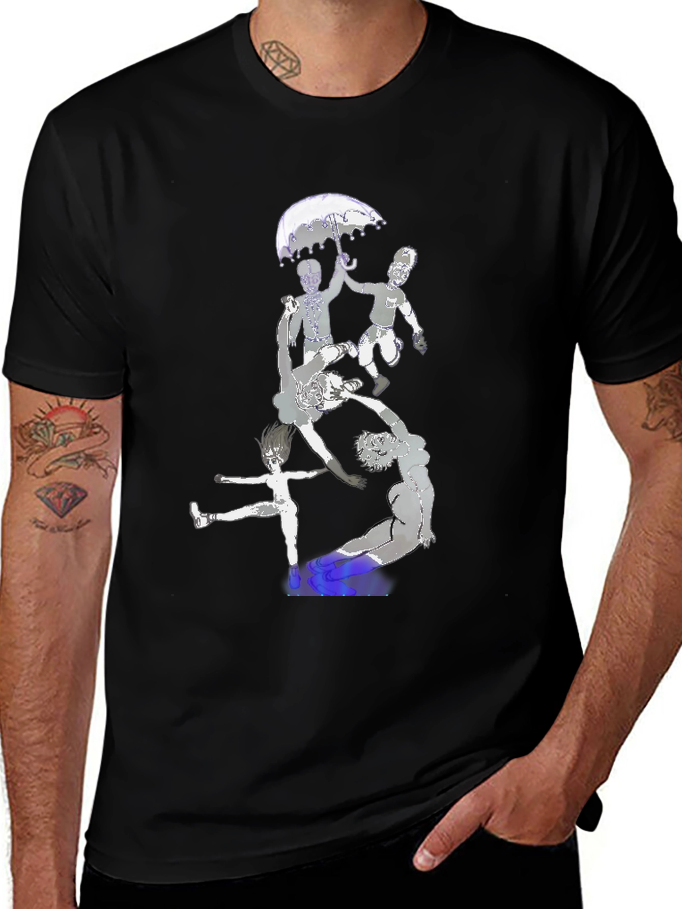 Artistic Graphic Print Black T-Shirt