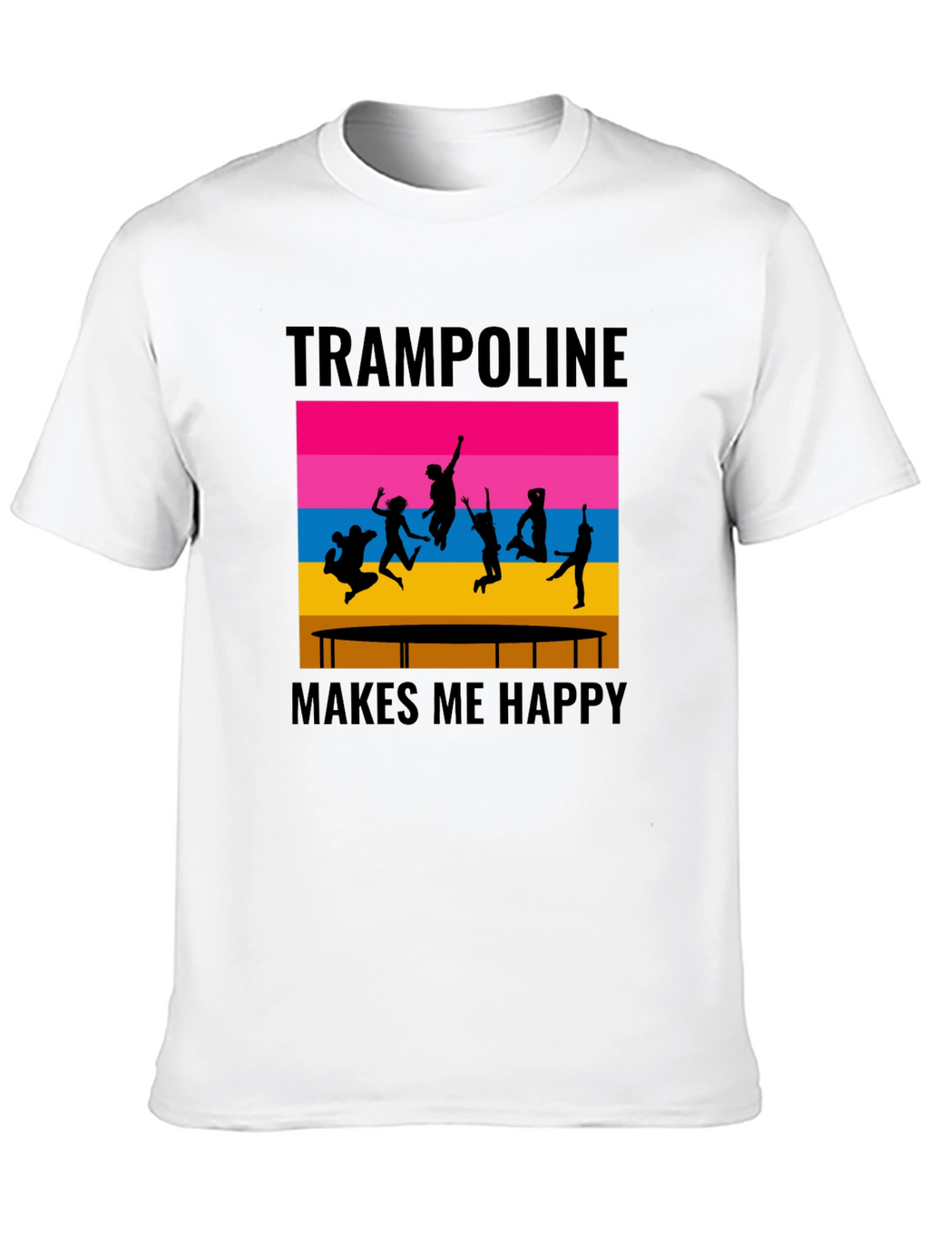 Trampoline Makes Me Happy Black Graphic T-Shirt