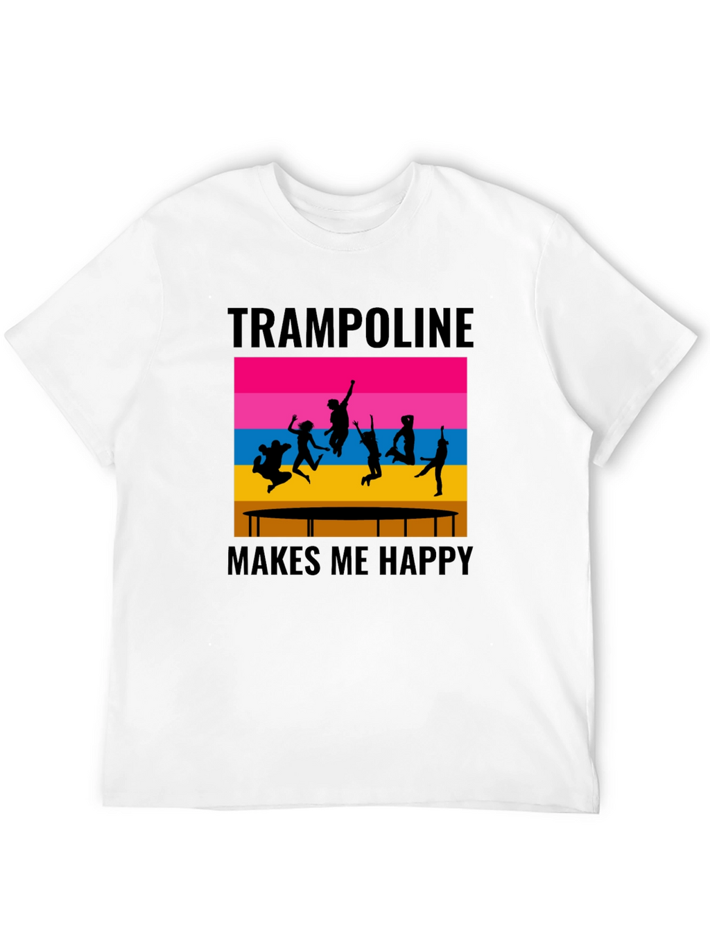 Trampoline Makes Me Happy Black Graphic T-Shirt