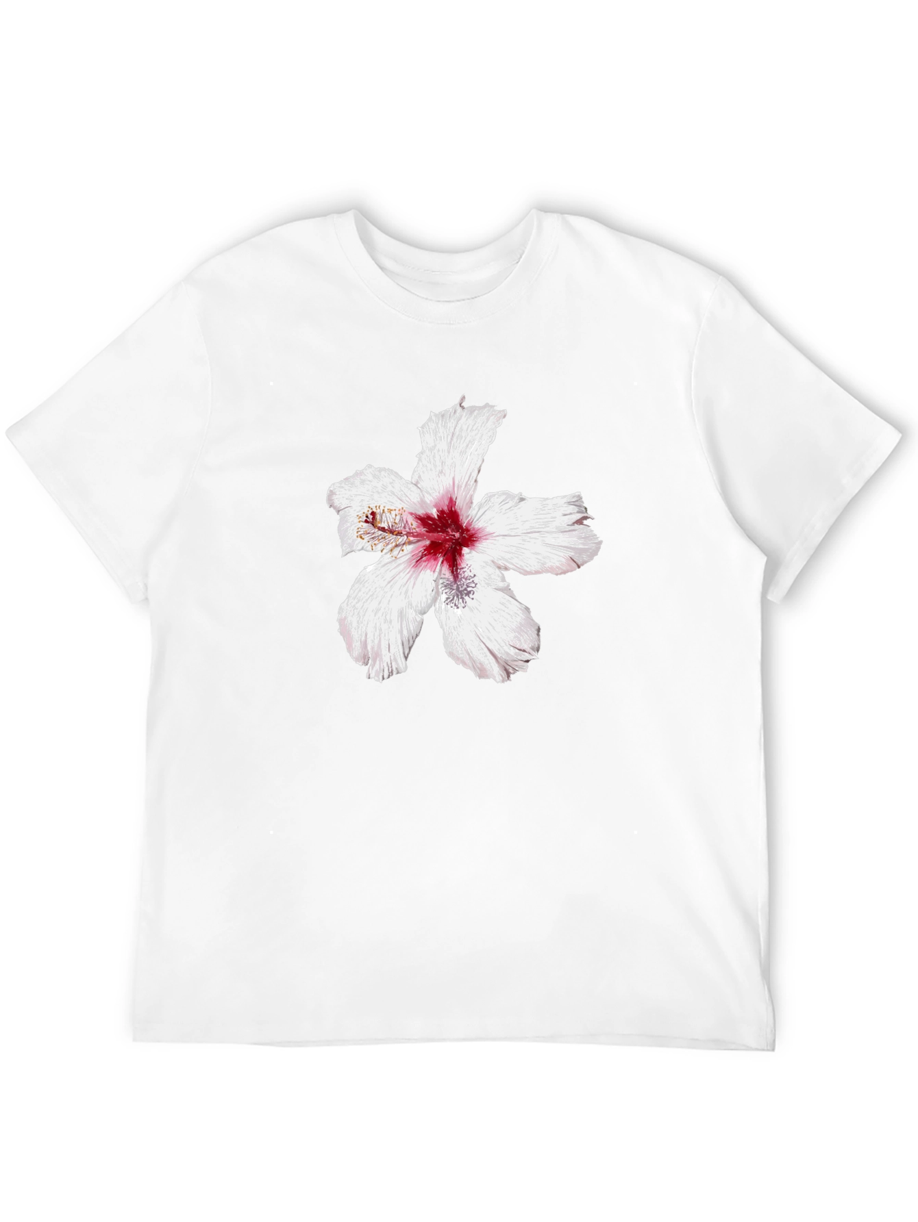 Black T-Shirt with Hibiscus Flower Graphic
