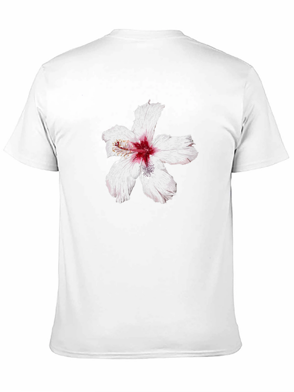Black T-Shirt with Hibiscus Flower Graphic
