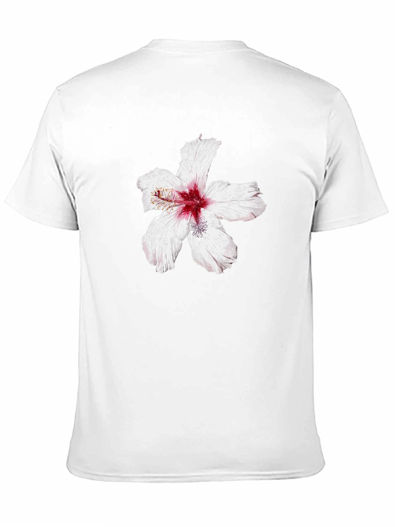 Black T-Shirt with Hibiscus Flower Graphic