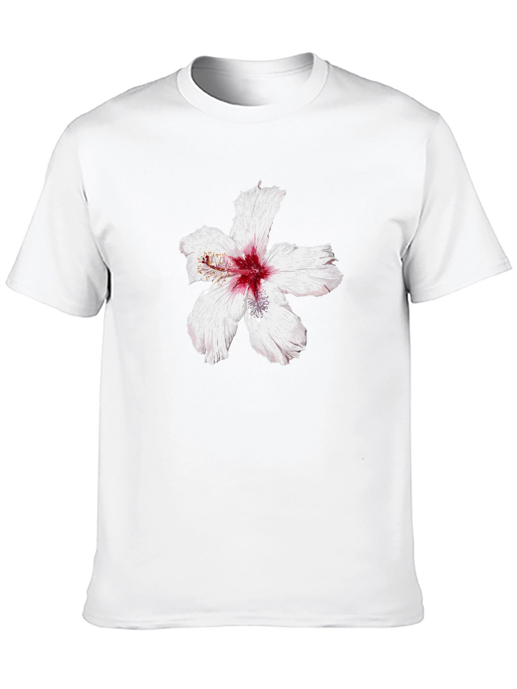 Black T-Shirt with Hibiscus Flower Graphic