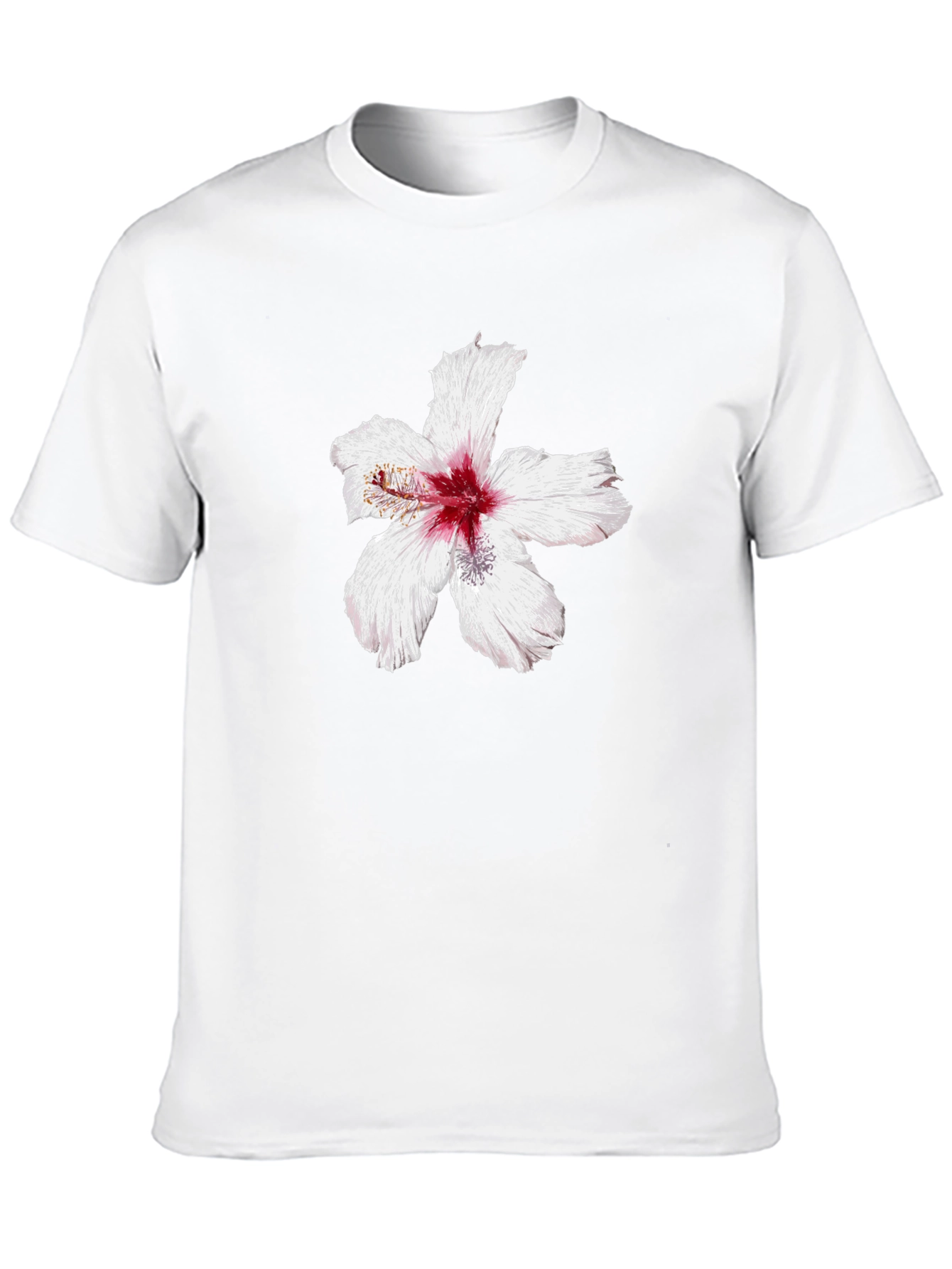 Black T-Shirt with Hibiscus Flower Graphic