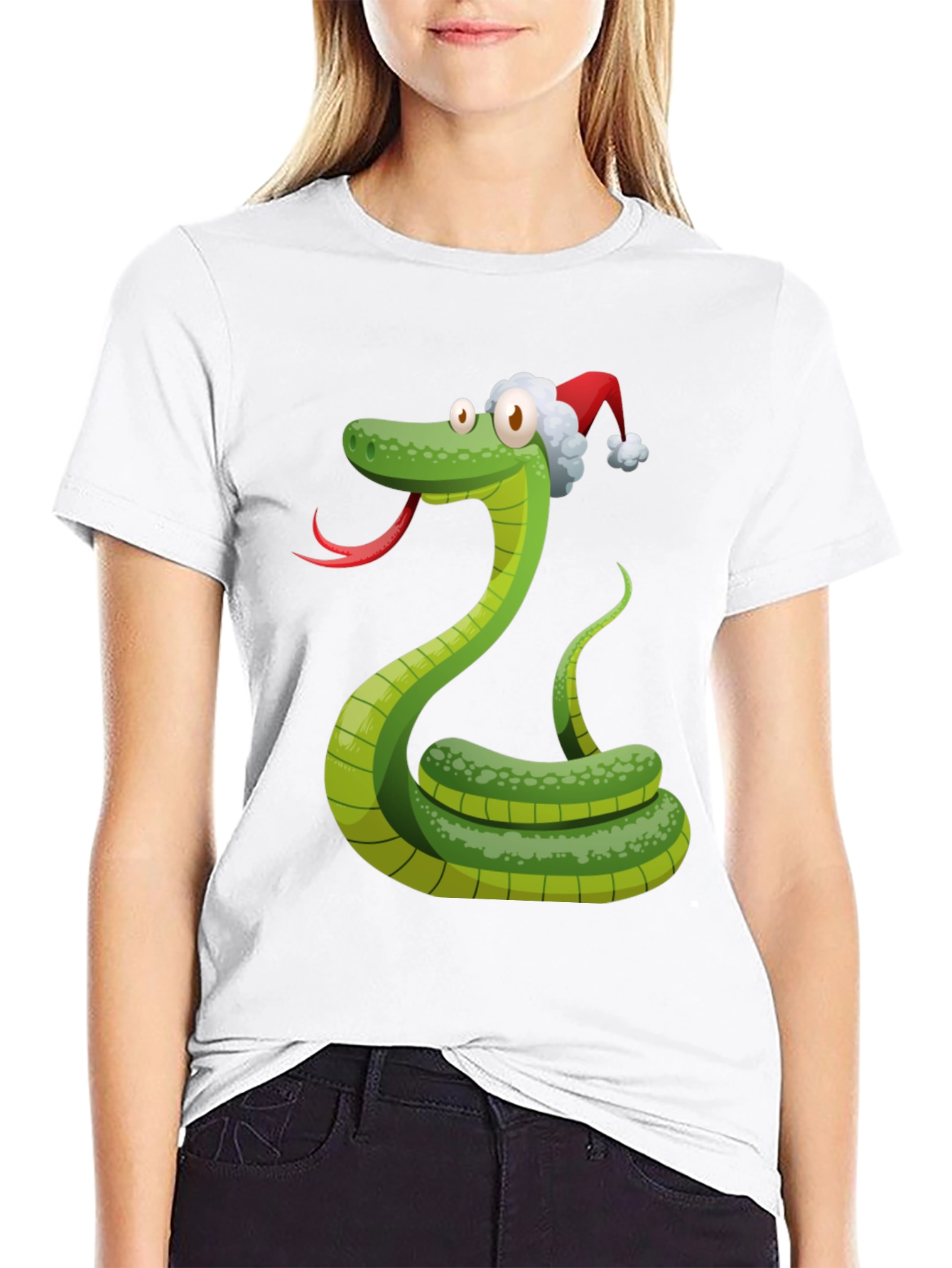 Festive Snake Tee - Holiday Cartoon Reptile