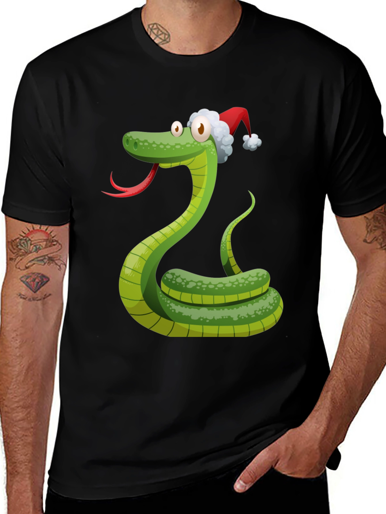 Festive Snake Tee - Holiday Cartoon Reptile