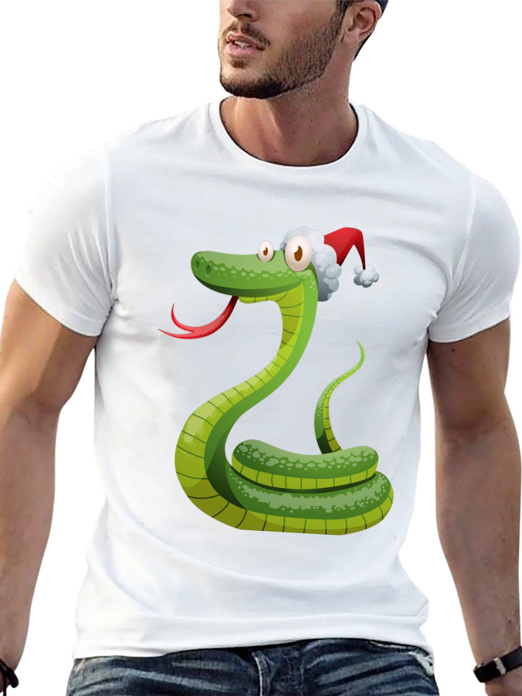 Festive Snake Tee - Holiday Cartoon Reptile