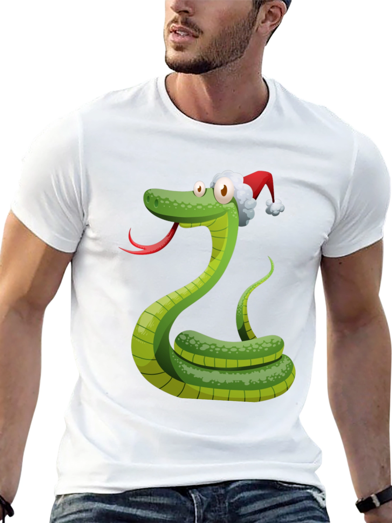 Festive Snake Tee - Holiday Cartoon Reptile