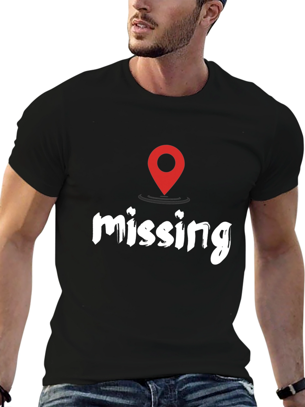 Missing You Location T-Shirt - Black Casual Tee