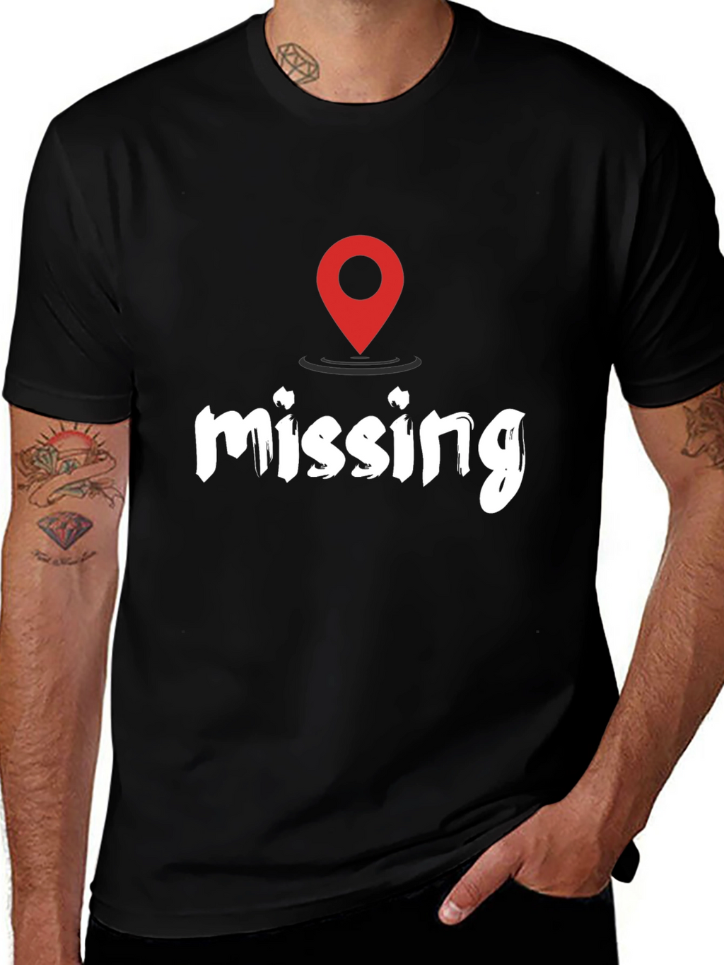 Missing You Location T-Shirt - Black Casual Tee